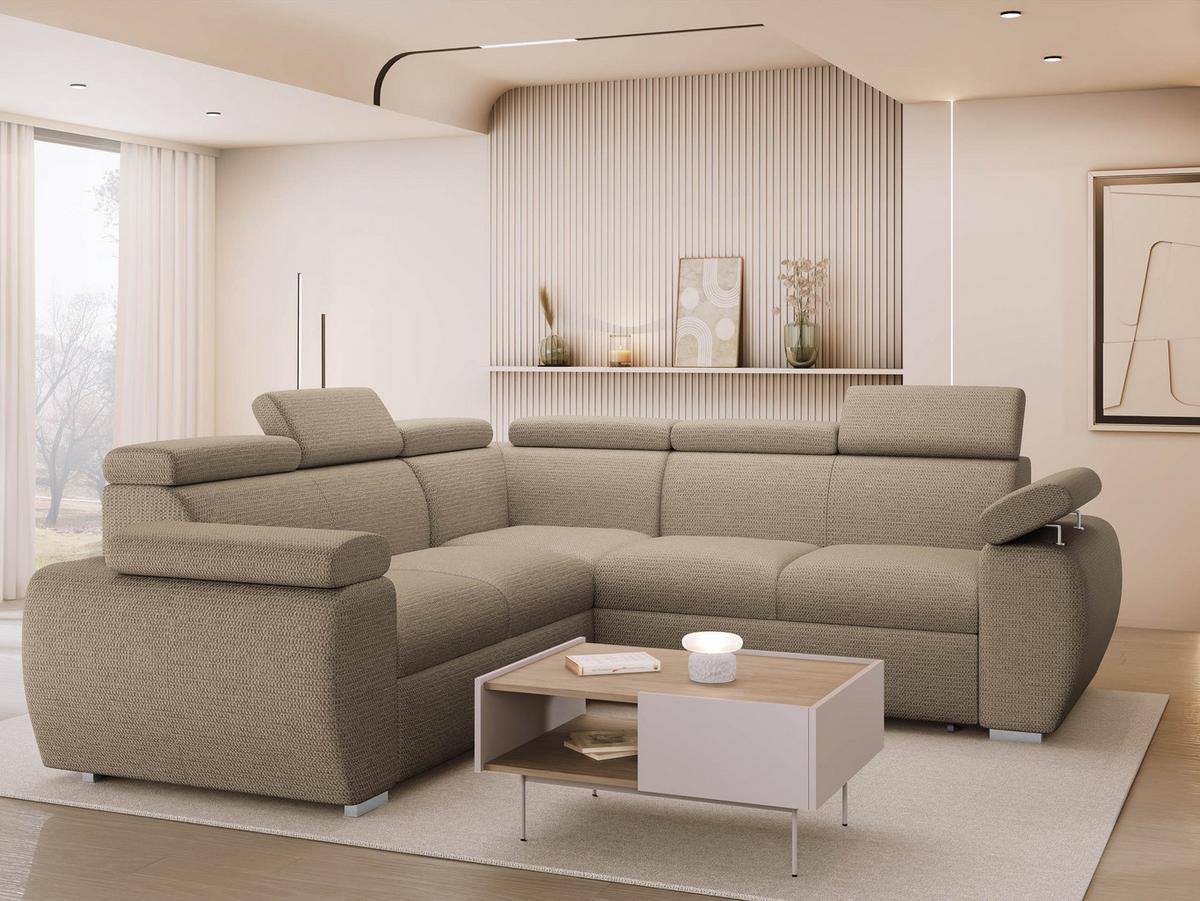 ECKSOFA Boston Maxi - Chromfarben/Beige, Holz/Textil (260/260cm) - MIRJAN24