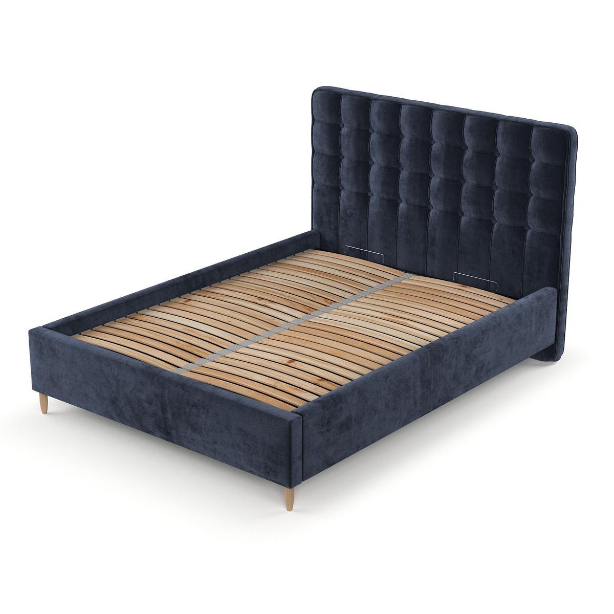 POLSTERBETT Paloma 120/200 cm Marineblau im Lotta Stoff - Naturfarben/Dunkelblau, Holz/Holzwerkstoff (120/200cm) - AltaBeds