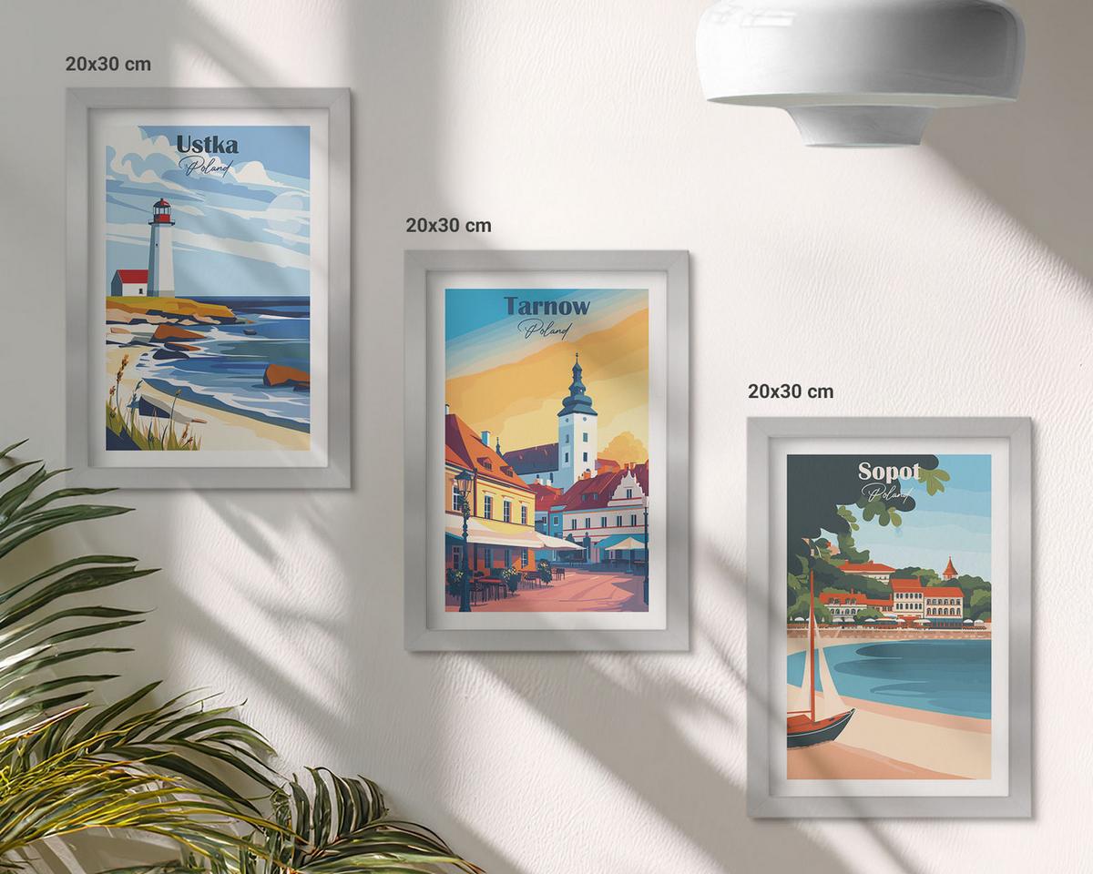 BILDER SET 3er Set - 20x30 cm Silberner Rahmen - Stadtansichten Ustka Tarnów Sopot - Silberfarben, Kunststoff (20/30cm) - TULUP