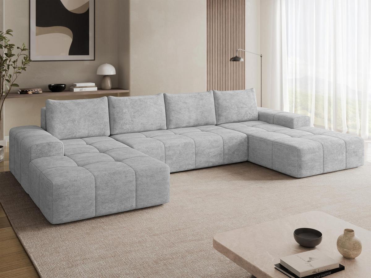 WOHNLANDSCHAFT Tonseo U - Hellgrau/Schwarz, Holz/Kunststoff (344/78/173cm) - MIRJAN24