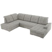 WOHNLANDSCHAFT MADRITO U - Hellgrau Struktur - Links - Silberfarben/Hellgrau, Textil/Metall (204/89/323cm) - MKS