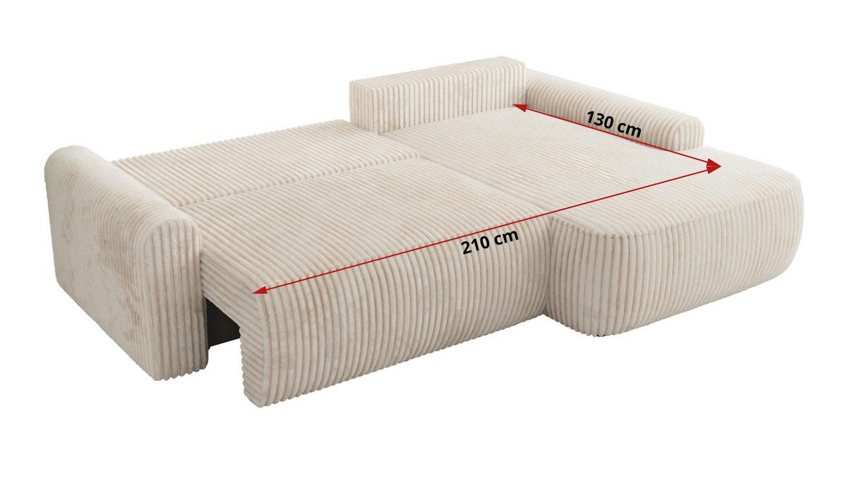 ECKSCHLAFSOFA CUBO L Creme Cord - links - Creme/Schwarz, Kunststoff/Textil (273/187cm) - MKS