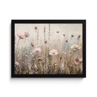 POSTER MIT RAHMENGERAHMTES BILD Blumen - Rosa - Modern - Beige 40x30 cm - Beige, Papier (40/30cm) - MuchoWow