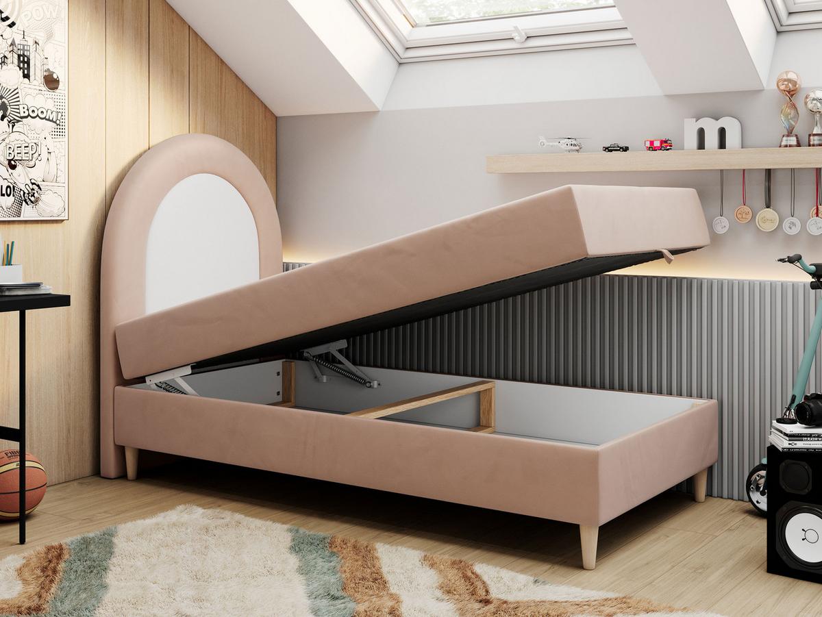 BOXBETT NEST 90/180 Rosa Velvet - H3 - Rosa, Holz/Textil (90/180cm) - MKS