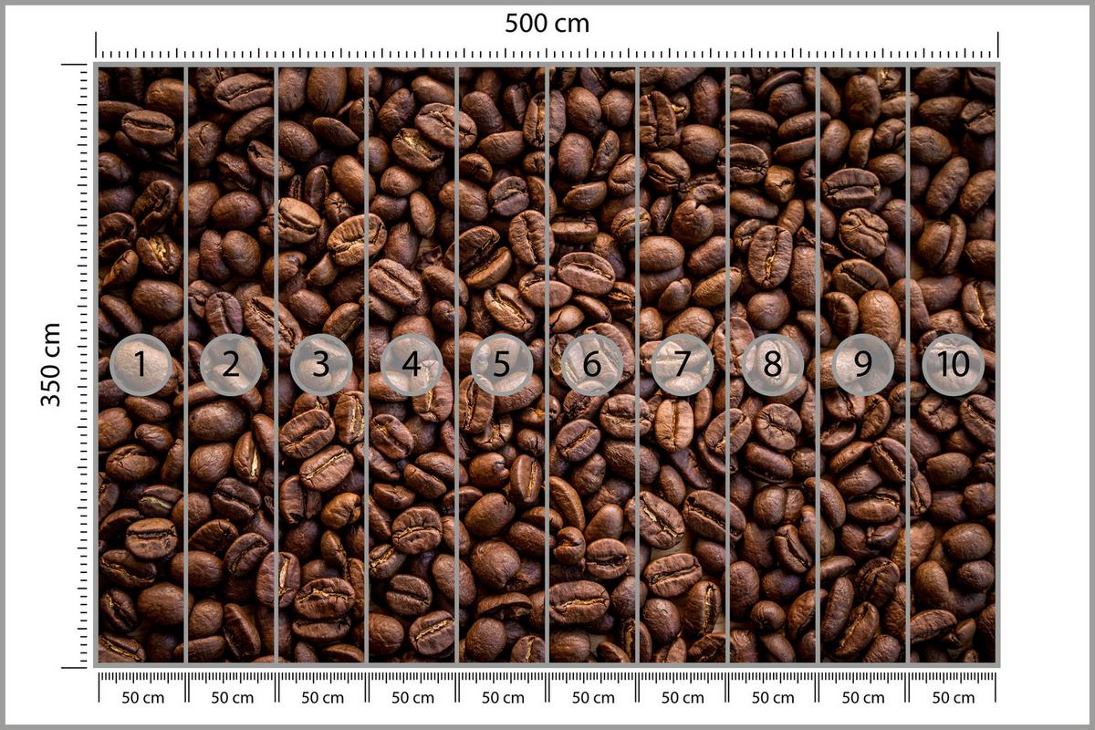 FOTOTAPETE für Esszimmer Kaffee Kaffeebohnen 3D 500x350 - Braun, Papier (500/350cm) - Muralo