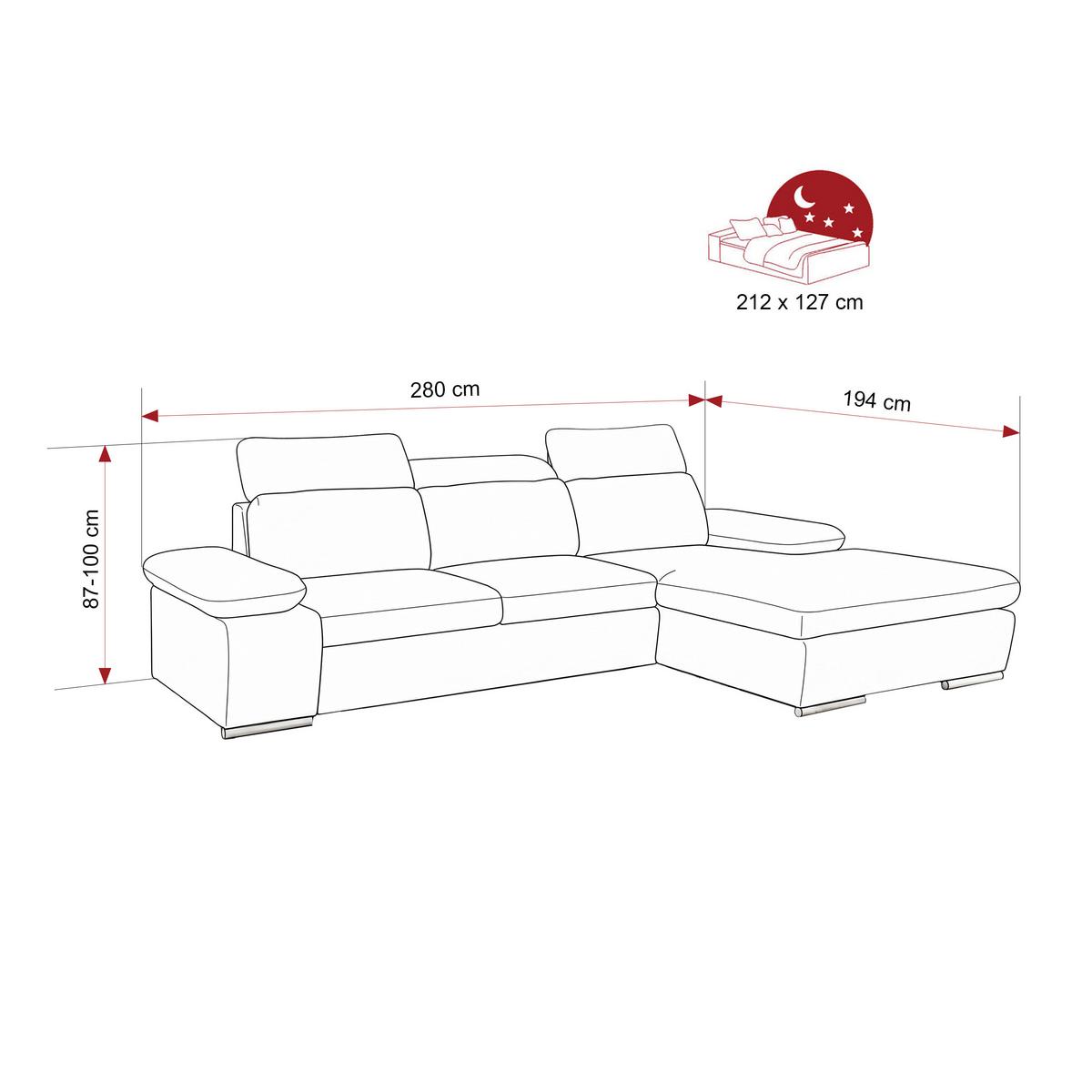 ECKSOFA PABLO mit Schlaffunktion und Bettkasten Schwarz - Schwarz, Holzwerkstoff/Kunststoff (250/90cm) - Idohome