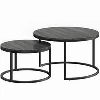 COUCHTISCH 2er Set Metall MDF Schwarz - Schwarz, Metall (78.5/78.5/46.5cm) - HOMCOM