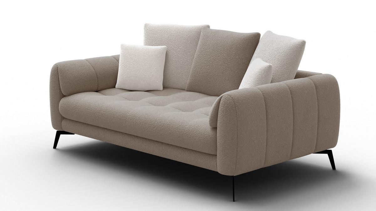 SOFA CALME 2,5-Sitzer, beige und écru - Beige/Schwarz, Holz/Textil (199/92/108cm) - Wozimo