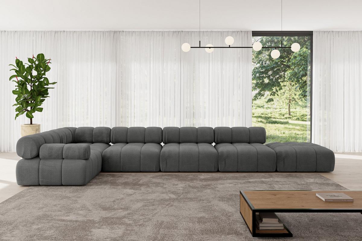 ECKSOFA modulares Sofa Felto-L3 - 475x190x70 cm Dunkelgrau Velours - Dunkelgrau, Holzwerkstoff/Textil (475/190cm) - ALTDECOR