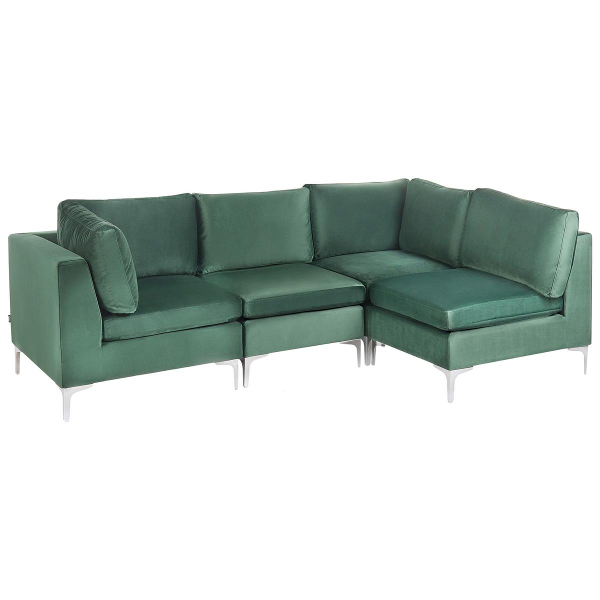 ECKSOFA Modul 4-Sitzer linksseitig Grün Samtstoff Evja - Grün, Textil (235/150cm) - Beliani