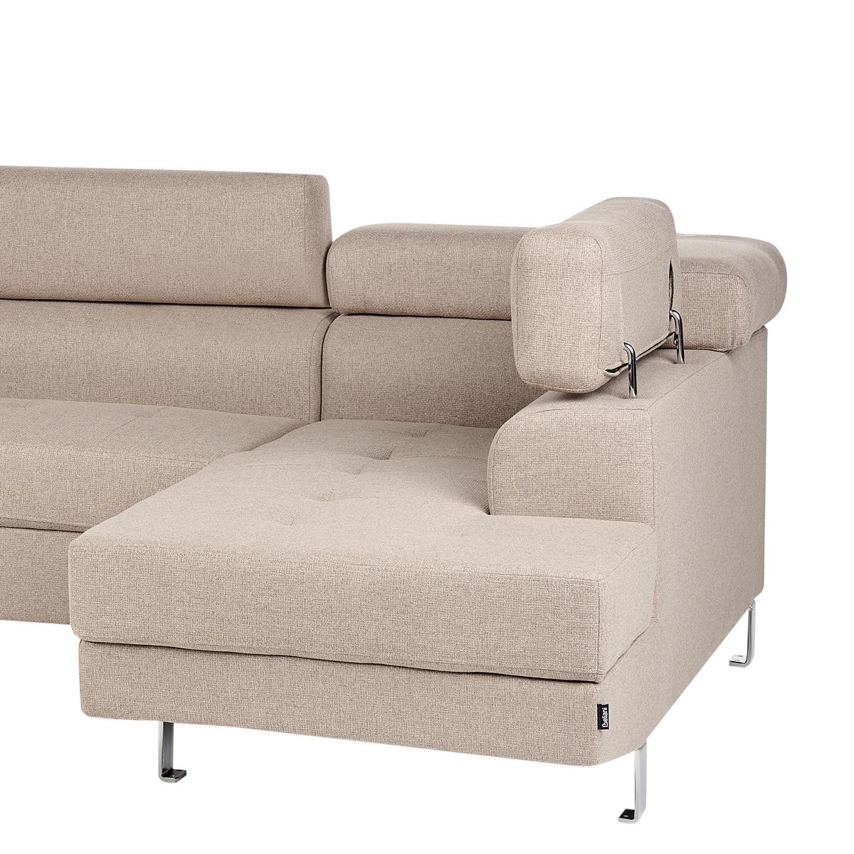 ECKFSOFA 5-Sitzer Stoff Beige linksseitig Norrea - Beige/Silberfarben, Textil (262/169cm) - Beliani