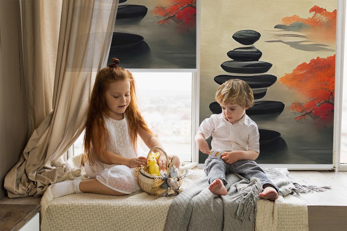INNENROLLO - Fensterrollo - Rollo - 140x140 cm - Berg - Braun, Kunststoff (140/140/0.5cm) - TULUP