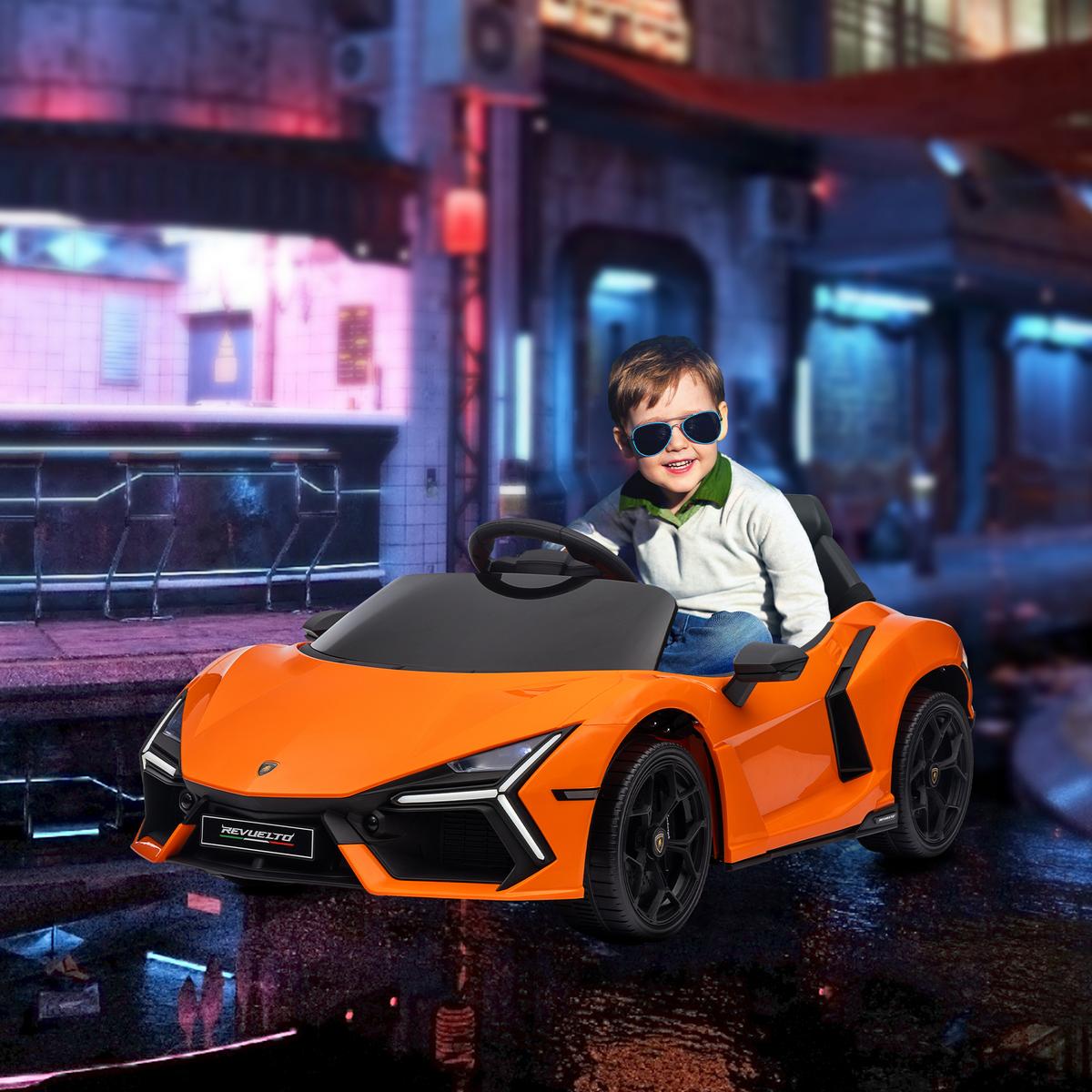 KINDER Elektroauto 12V Kinderauto mit 2,4G Fernbedienung, Musik, Orange - Orange, Metall (105/60/40cm) - AIYAPLAY