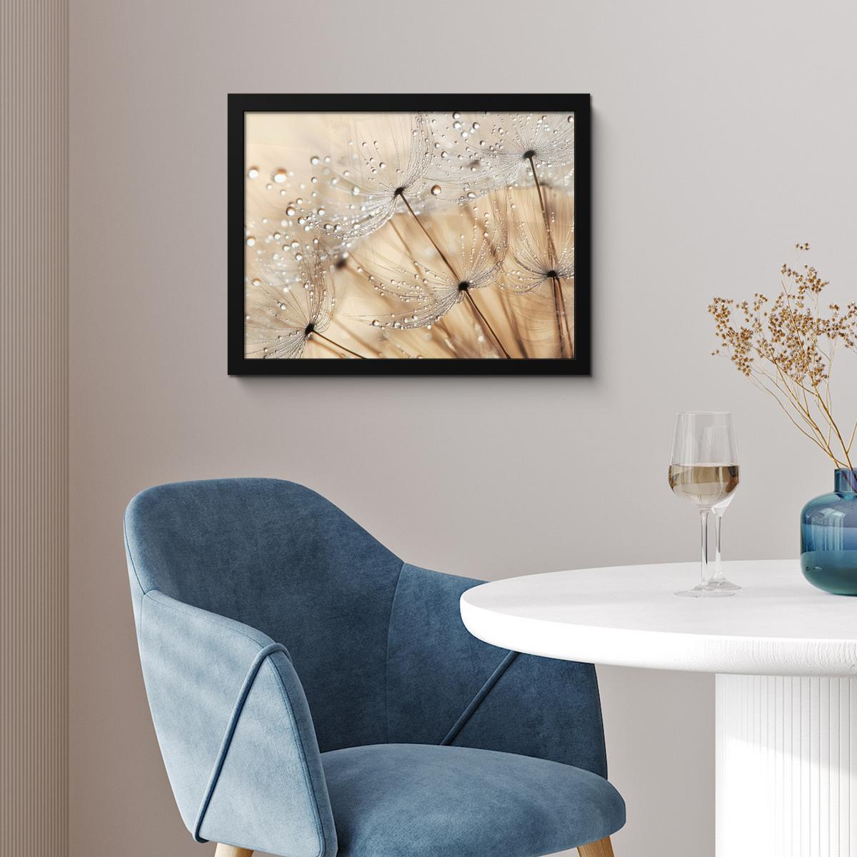 POSTER MIT RAHMENGERAHMTES BILD Löwenzahn - Abstrakt - Natur - Beige 40x30 cm - Braun, Papier (40/30cm) - MuchoWow