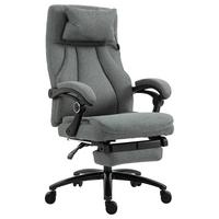 MASSAGEBÜROSTUHL Drehstuhl mit Fußstütze höhenverstellbar Leinen-Gefühl Grau - Grau, Kunststoff (74/117/64cm) - Vinsetto