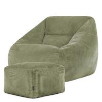 SITZSACK Cord Sessel Natalia mit Hocker - Salbeigrün, Textil (97/73/84cm) - icon