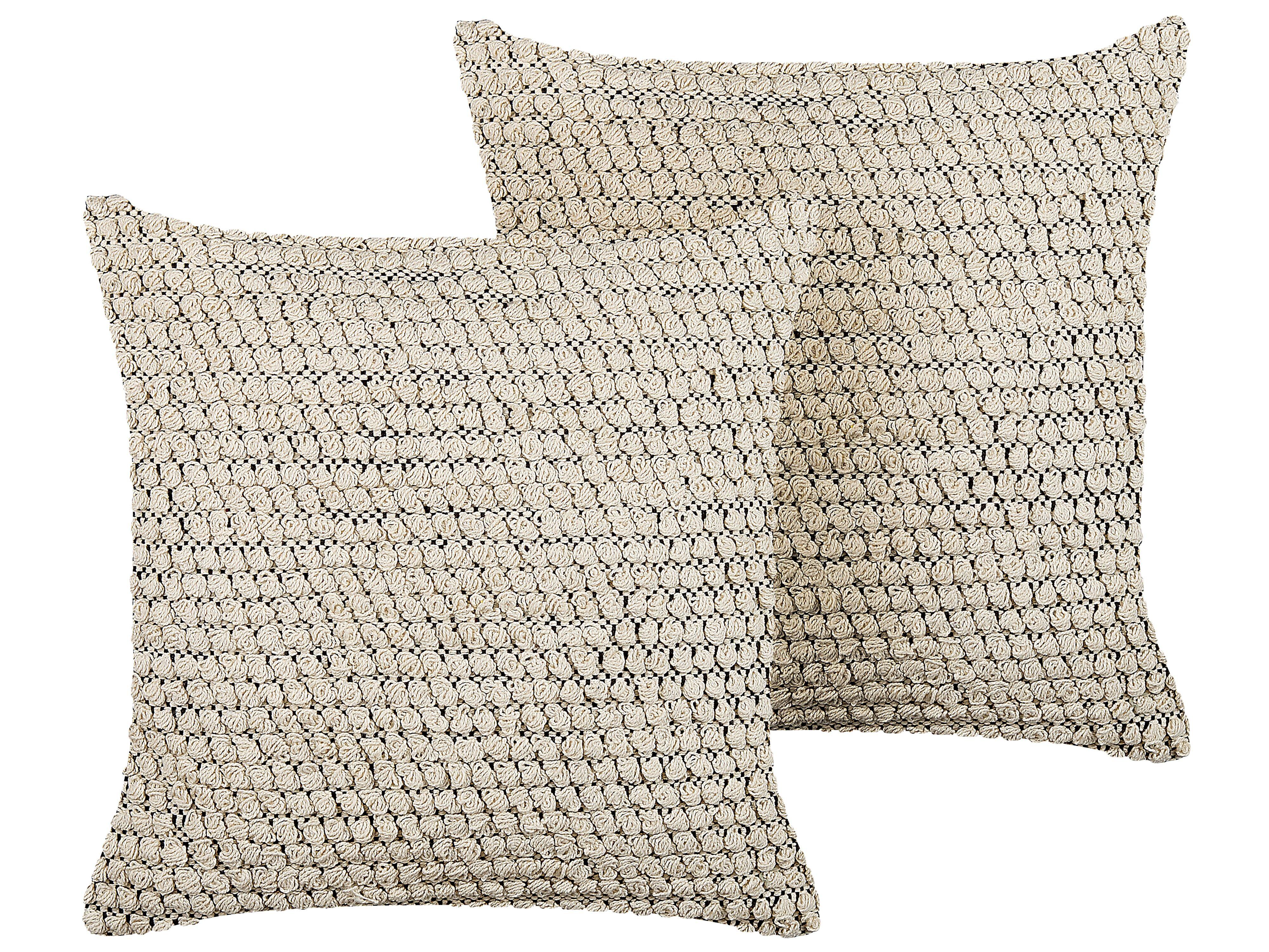 DEKOKISSEN 2er-Set Beige 45/45 cm Howea - Beige, Naturmaterialien/Textil (45/45cm) - Beliani