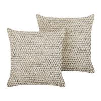 DEKOKISSEN 2er-Set Beige 45/45 cm Howea - Beige, Naturmaterialien/Textil (45/45cm) - Beliani