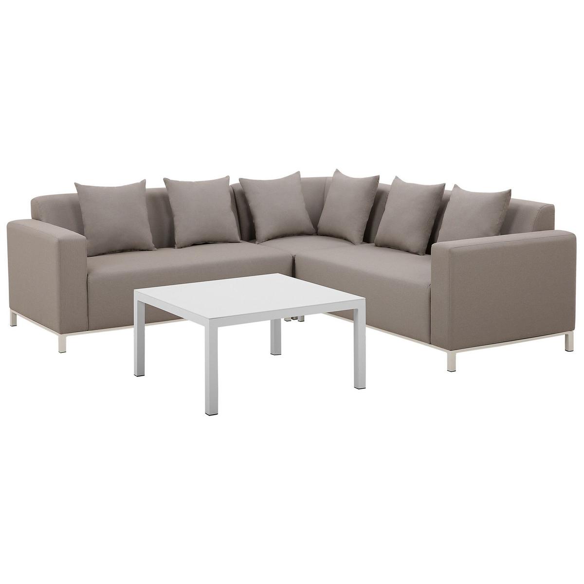 LOUNGE SET 5-Sitzer cremeweiß rechtsseitig modular Belize - Creme, Textil - Beliani