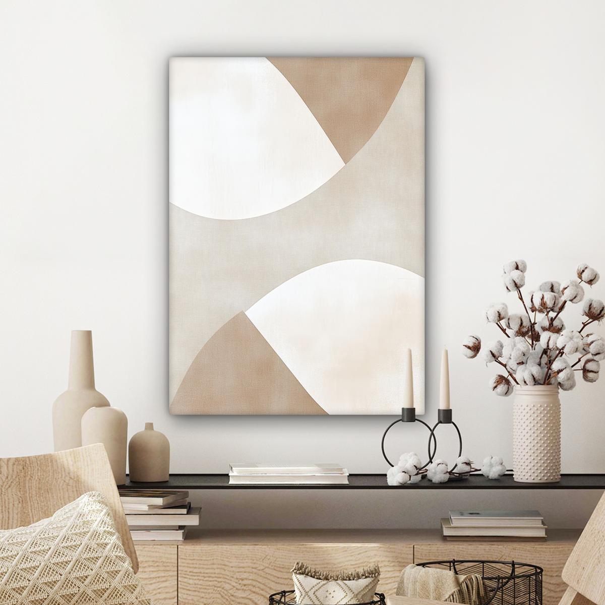 LEINWANDBILD Braun - Japandi - Abstrakt Wandbild Wohnzimmer 60x80 cm - Sandfarben, Textil (60/80cm) - MuchoWow