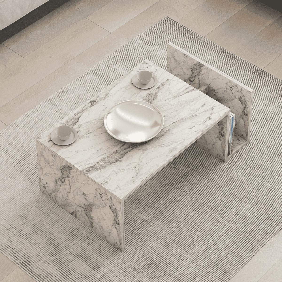 COUCHTISCH - memo 86,8/50/32,4 cm - Hellgrau, Holzwerkstoff (76/76/5cm) - Calicosy