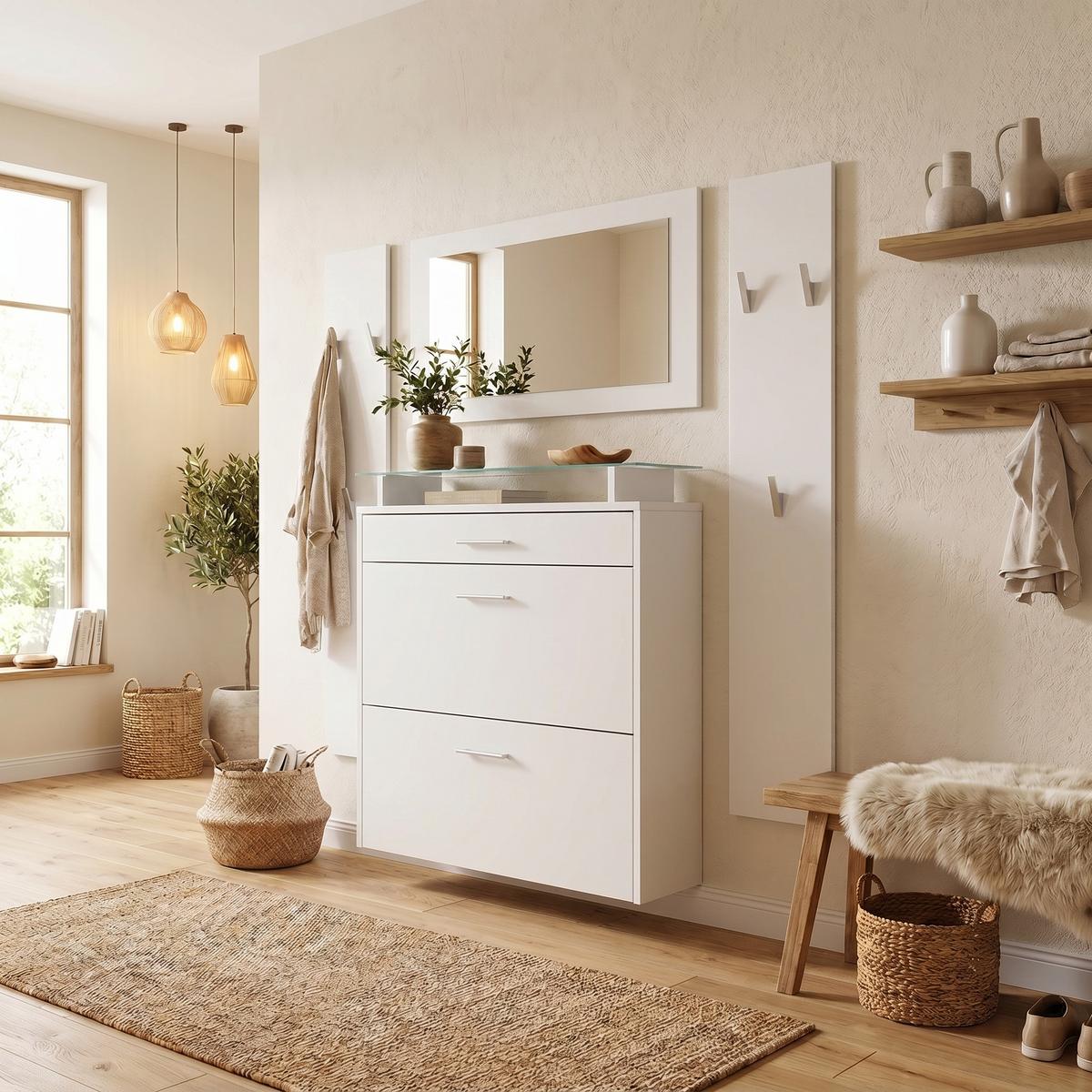 GARDEROBE Malea Front in Weiß matt - Weiß, Holzwerkstoff (180/180/23cm) - Vladon