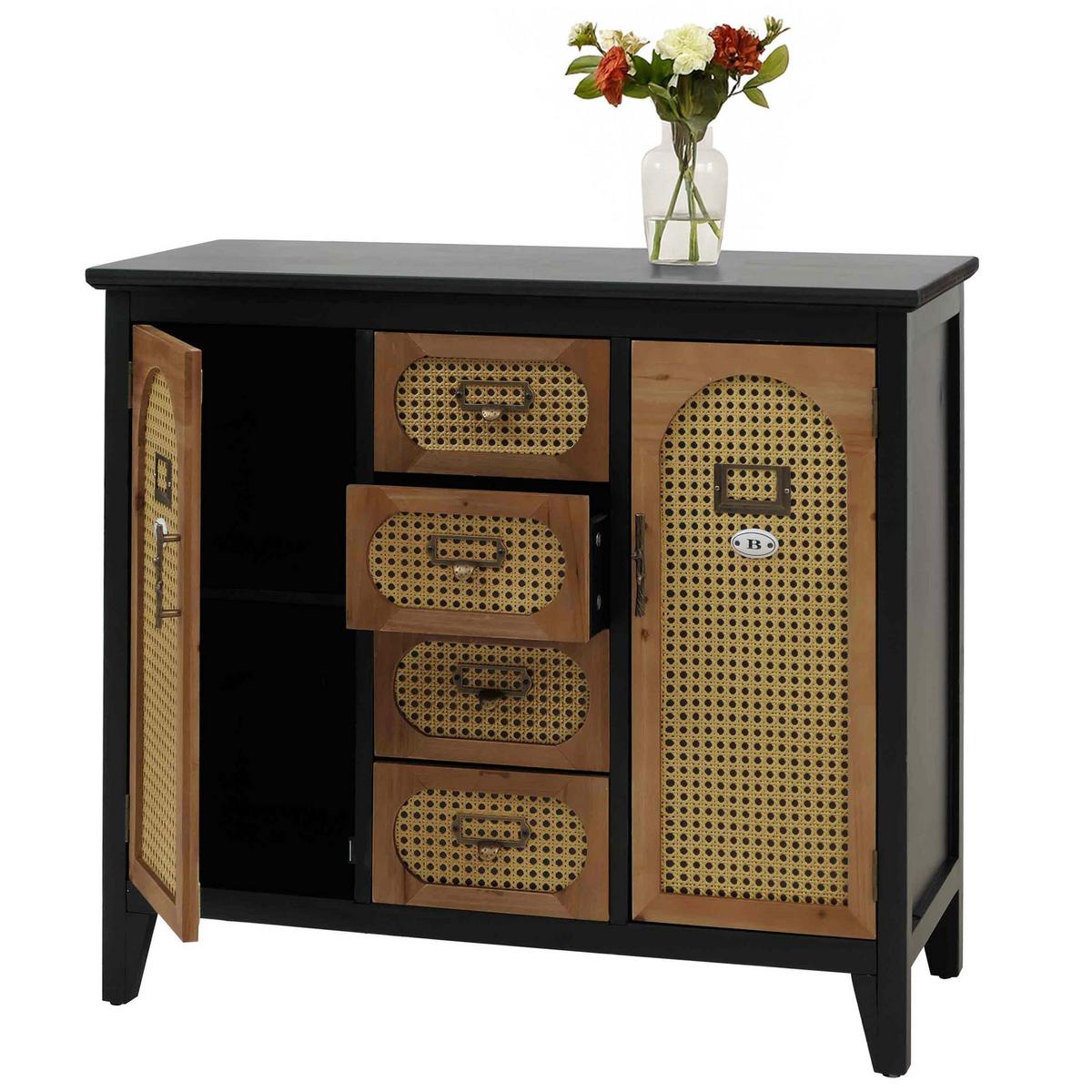 APOTHEKERKOMMODE Schwarz, Braun - Schwarz/Braun, Holz (91/80/40cm) - MCW
