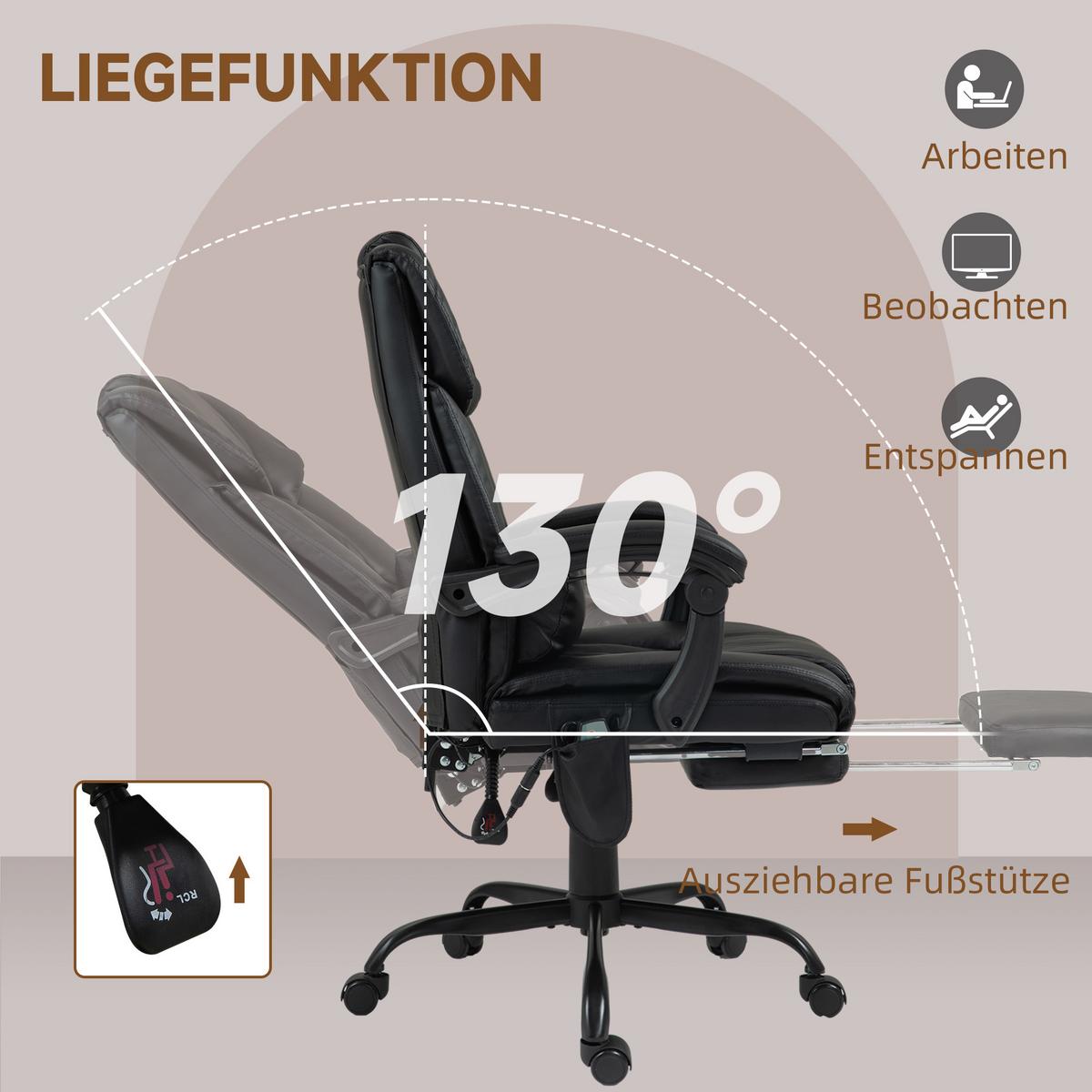 BÜROSTUHL Kunstleder Schwarz - Schwarz, Kunststoff/Metall (75/122/66cm) - Vinsetto