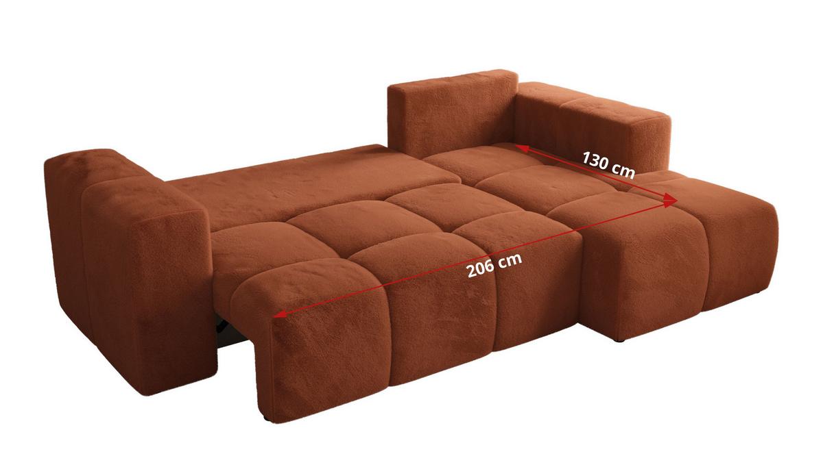 ECKSOFA MONIVA Orange Plüsch - Rechts - Schwarz/Orange, Kunststoff/Textil (266/164cm) - MKS