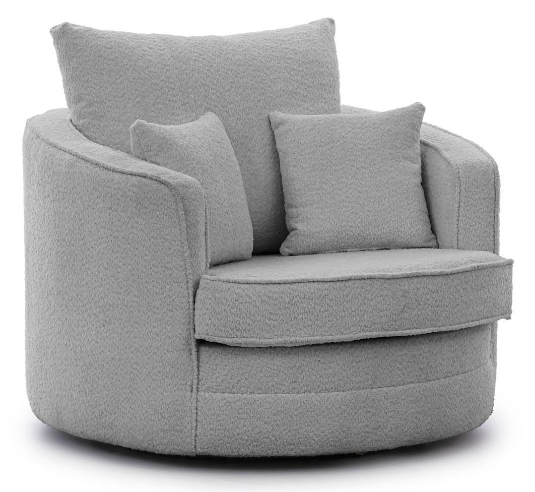 DREHSESSEL Ted aus Grau Boucle-Stoff - Schwarz/Grau, Holz/Textil (107/94/100cm) - S-Style Möbel