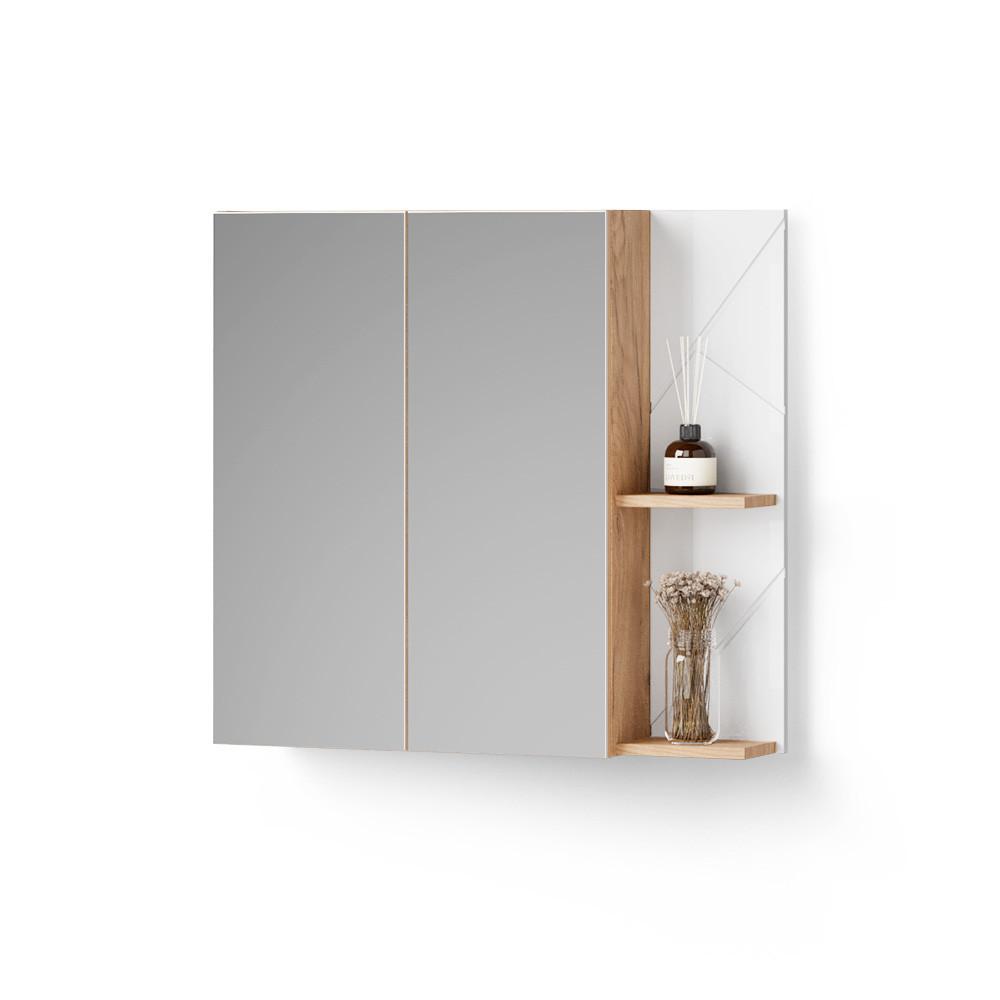 SPIEGELSCHRANK Ronco Weiß Hochglanz 80 x 75 cm - Weiß Hochglanz, Holzwerkstoff (80/75/17.2cm) - Livinity®