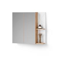 SPIEGELSCHRANK Ronco Weiß Hochglanz 80 x 75 cm - Weiß Hochglanz, Holzwerkstoff (80/75/17.2cm) - Livinity®