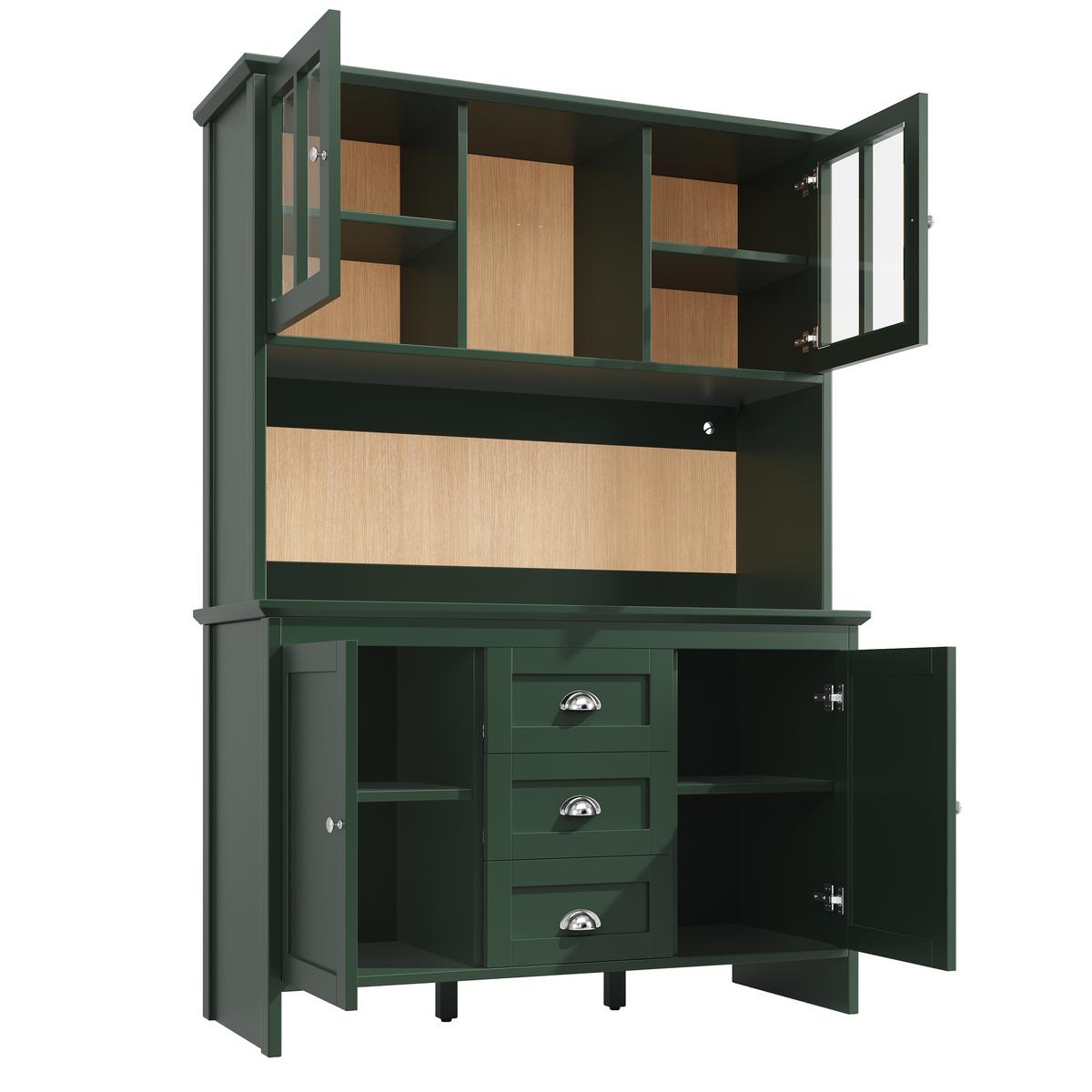 BUFFETSCHRANK grün & braunglas mit app-led & verstellbaren böden - Grün, Holzwerkstoff (120/179/40cm) - Urban Meuble