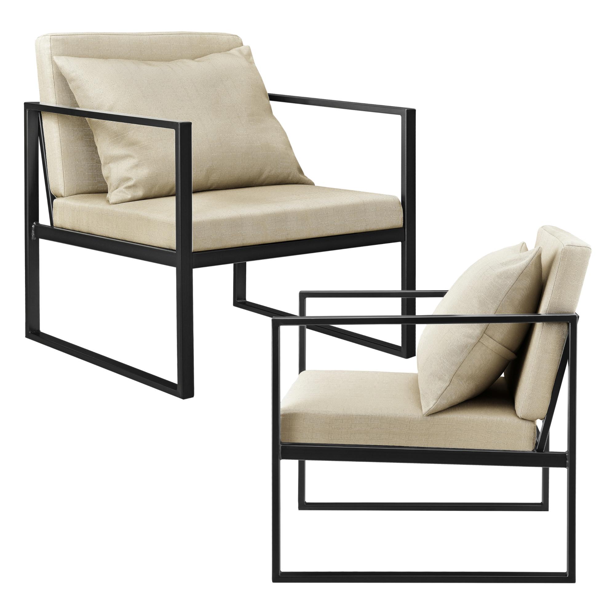 SESSEL-SET 2 TLG. Ragusa - Sandfarben, Textil/Metall (60/70/60cm) - [en.casa]