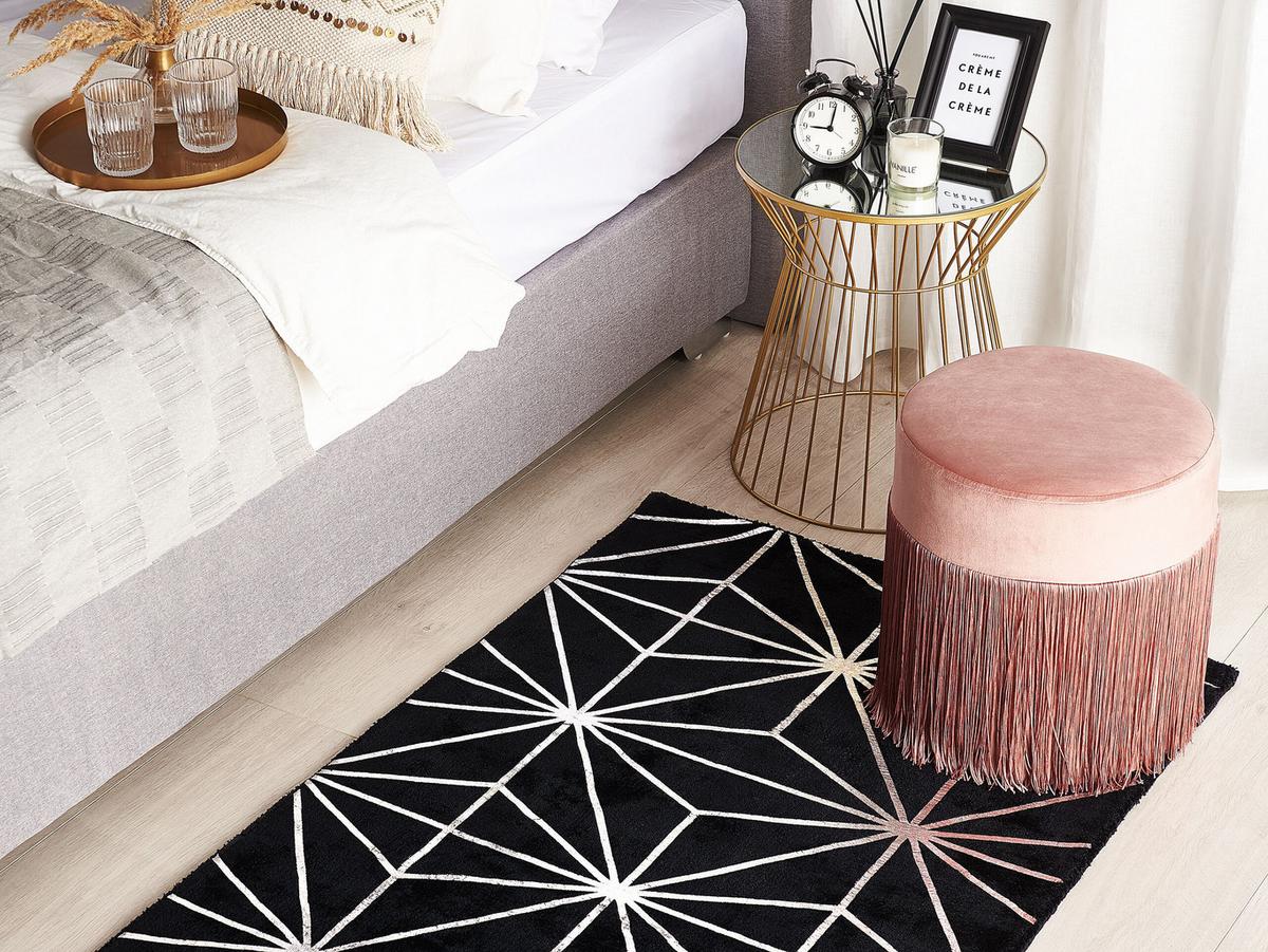 KURZFLOR-TEPPICH Sibel 150/80 cm - Schwarz, Naturmaterialien (80/150cm) - Beliani