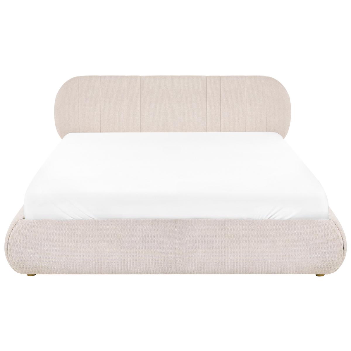 BETT mit Stauraum 180/200 cm Stoff Hellbeige Campan - Beige, Textil (180/200cm) - Beliani