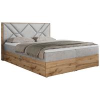 BOXBETT GUNAR - 140/200 Hellgrau Velvet - H4 - Hellgrau, Holz/Textil (140/200cm) - MKS