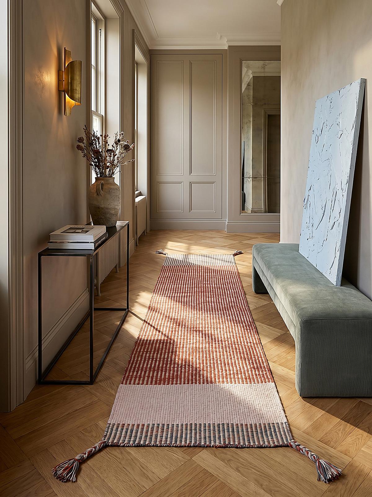 WOLLTEPPICH handgewebt WEY, gestreift, Rot, 60 x 200 cm - Rot, Textil (200/60cm) - KADIMA DESIGN