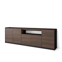 SIDEBOARD, Highboard, Dunkler Eiche und Schwarz, 260/37/80cm - Hellbraun, Holzwerkstoff (260/80/37cm) - Skraut Home