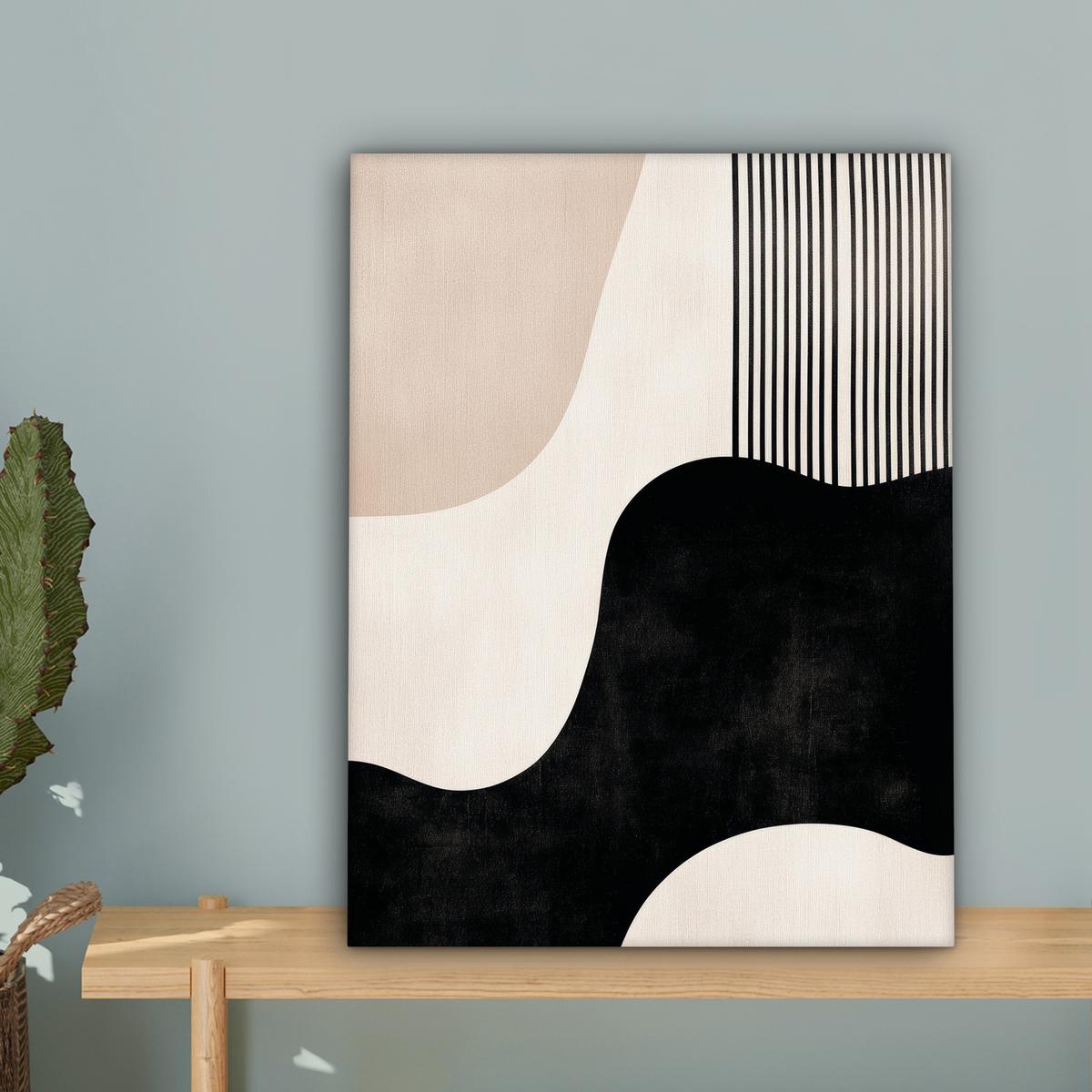 LEINWANDBILD Abstrakt - Japandi - Beige - Modern Room Decor 30x40 cm - Schwarz, Textil (30/40cm) - MuchoWow