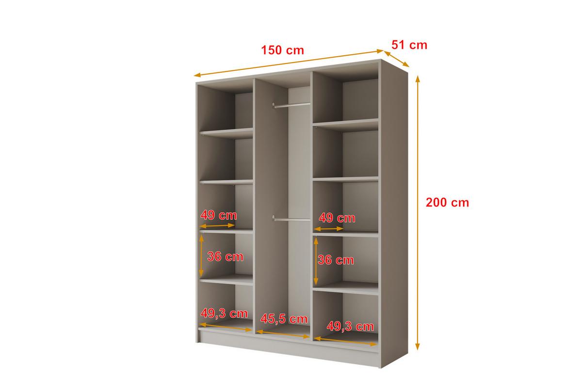 KLEIDERSCHRANK - LESE - 150 - Kaschmir - Kaschmir/Goldfarben, Holzwerkstoff (150/200/51cm) - ALTDECOR