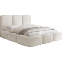 POLSTERBETT Harmony mit Bettkasten, Creme Boucle 200x200 cm - Birkefarben/Schwarz, Holzwerkstoff/Kunststoff (200/200cm) - WFL GROUP
