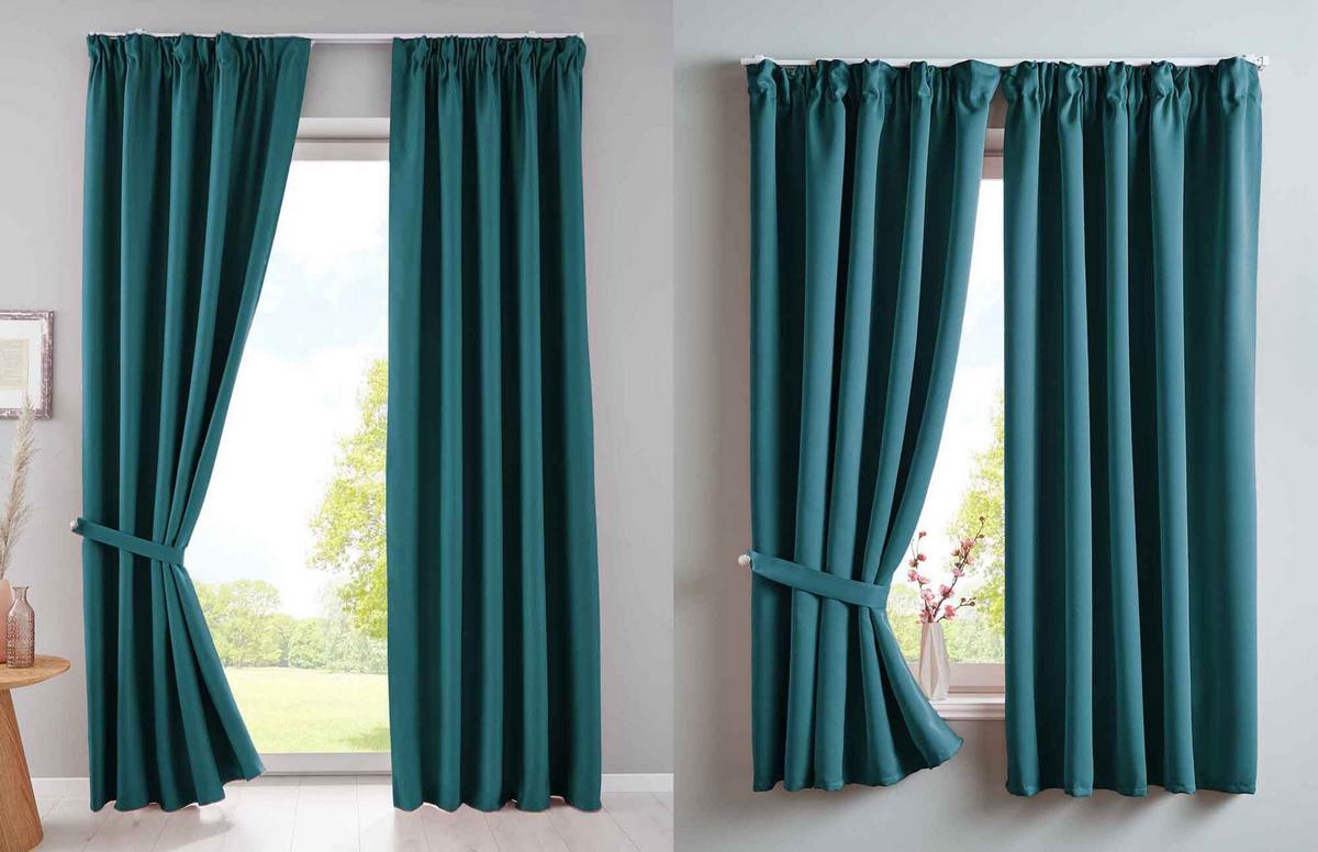 VORHANG »NewYork« HxB 245x295 cm Petrol - Petrol, Textil (295/245cm) - Gardinenbox