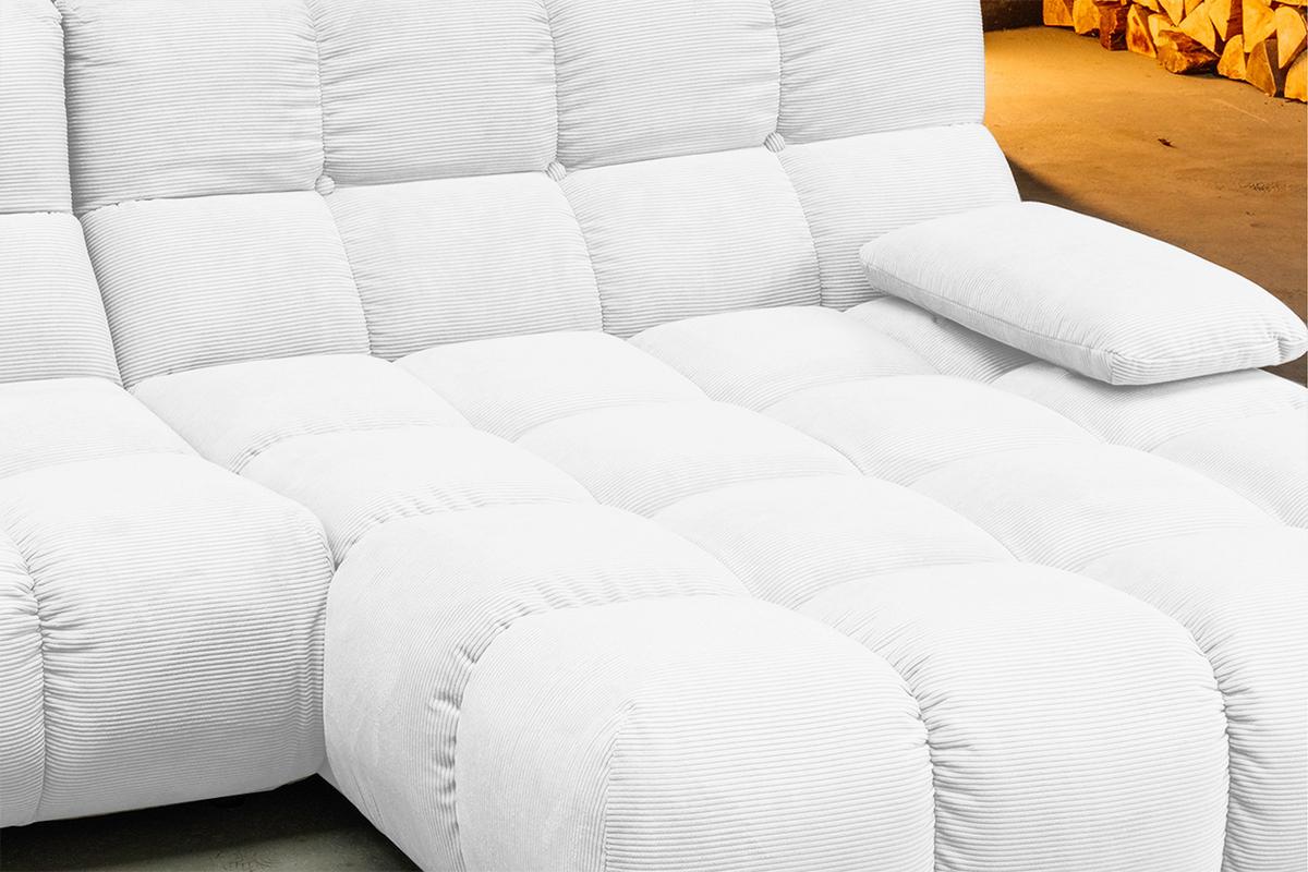 ECKSOFA VIVIEN Weiß Cord - Schwarz/Weiß, Kunststoff/Textil (290/178cm) - KAWOLA