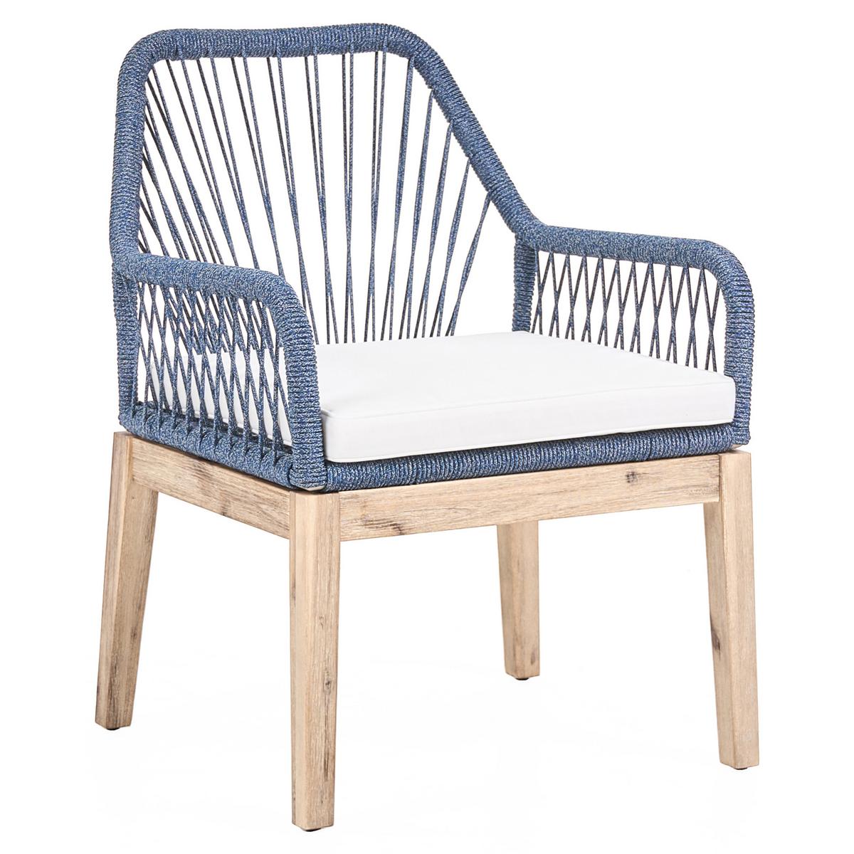 GARTENSTUHL 2er-Set und Sitzkissen Marineblau Olbia - Hellblau, Holz (64/89/71cm) - Beliani
