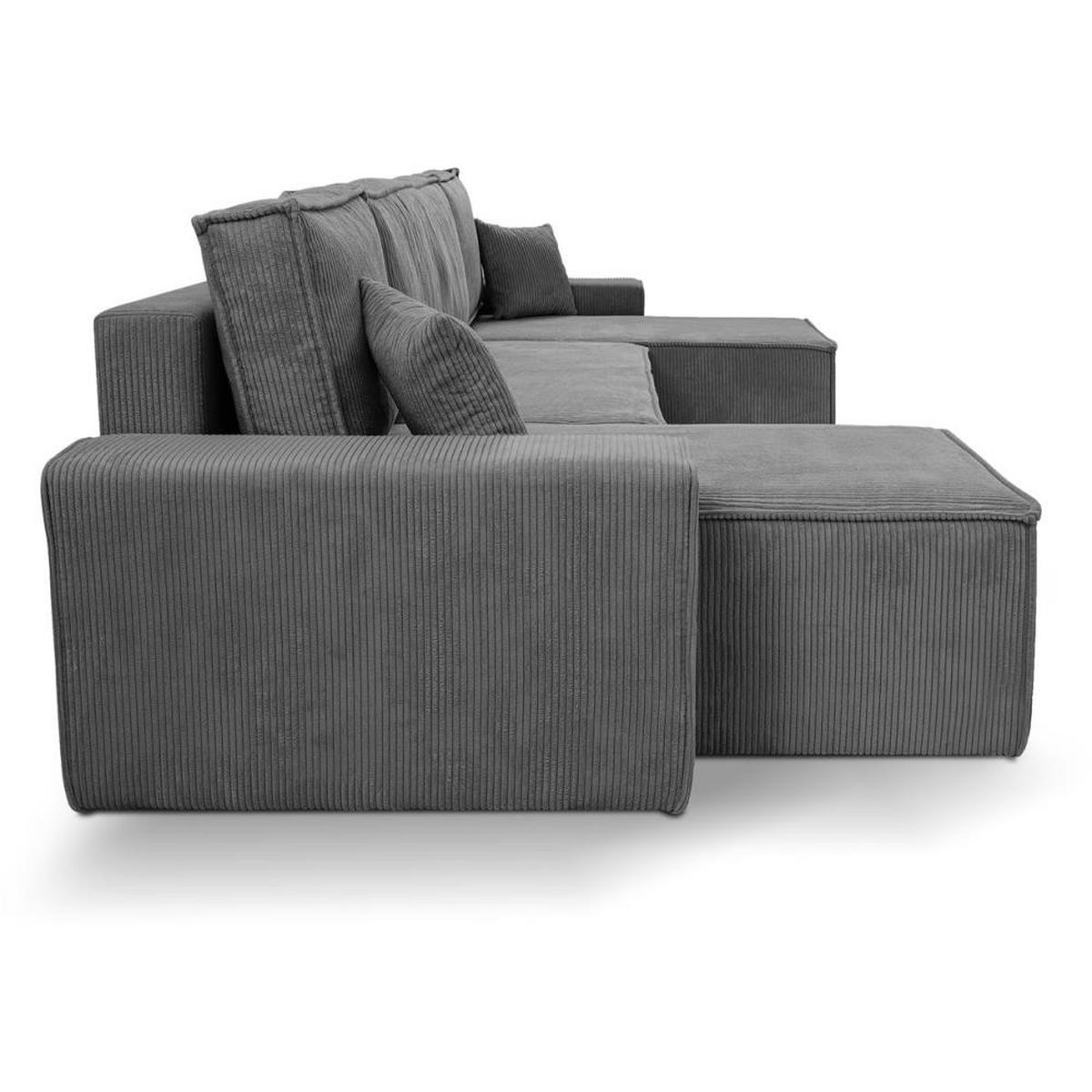 WOHNLANDSCHAFT Hektor U mit Schlaffunktion, 318 cm, grau - Schwarz/Grau, Kunststoff/Textil (318/94/152cm) - Beautysofa