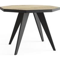 ESSTISCH Diamond Black achteckiger ausziehbarer, Sonoma Eiche 100-200/100/76 cm - Schwarz/Sonoma Eiche, Holz/Holzwerkstoff (100/200/77cm) - WFL GROUP