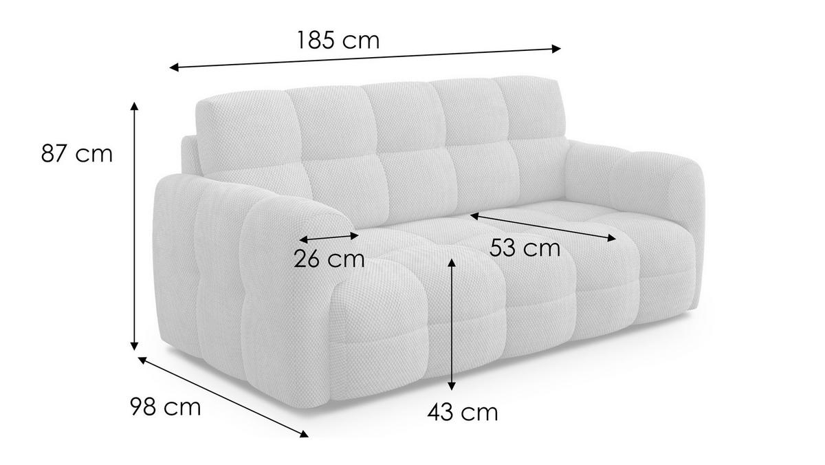 SOFA MELLOW 2,5-Sitzer, beige - Beige/Schwarz, Holz/Textil (183/87/98cm) - Wozimo