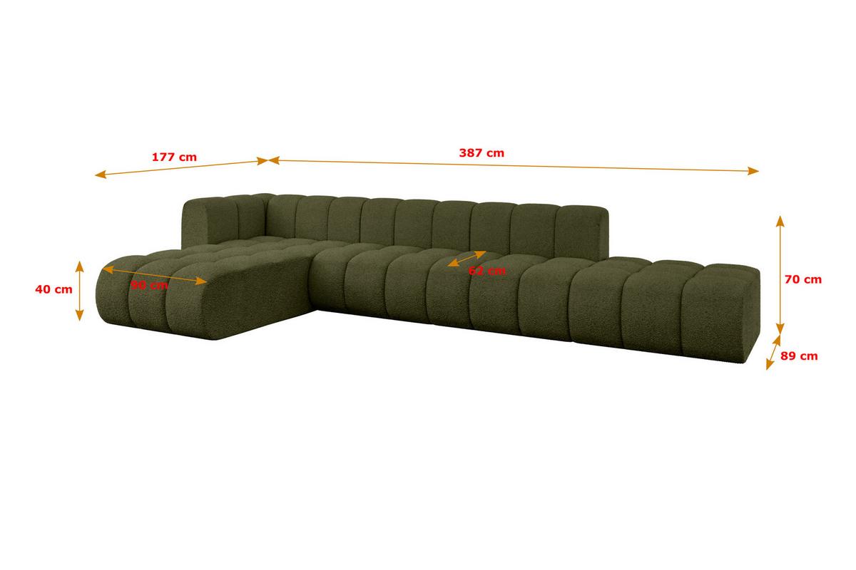 ECKSOFA modulares Sofa Zuvon-L2 - 387x177x70 cm Grün - Grün, Holzwerkstoff/Textil (387/177cm) - ALTDECOR