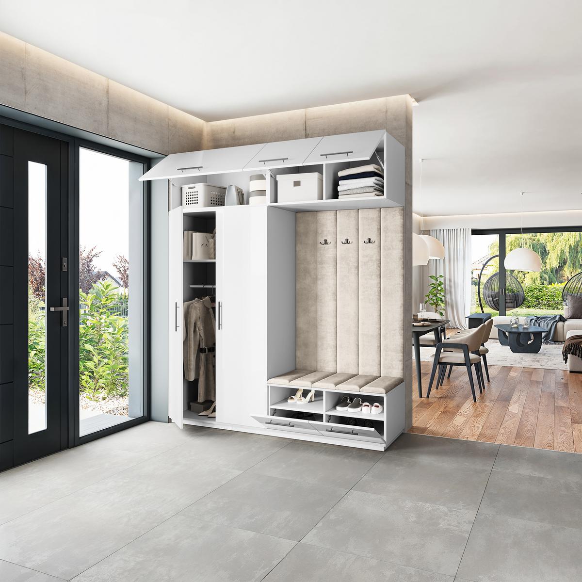 GARDEROBENSCHRANK REMA 200/240/60 cm Modern Weiß - Beige/Weiß, Holzwerkstoff (200/240/60cm) - MASSENO